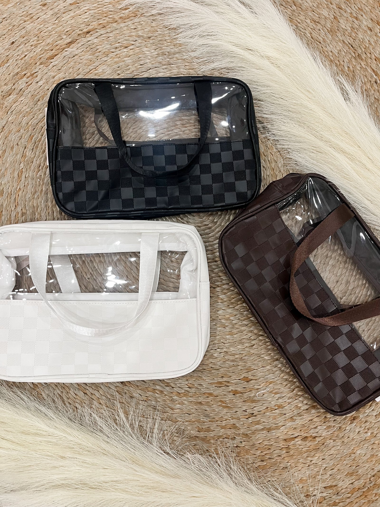 Packing Up Checkered Pattern Clear Travel Bag