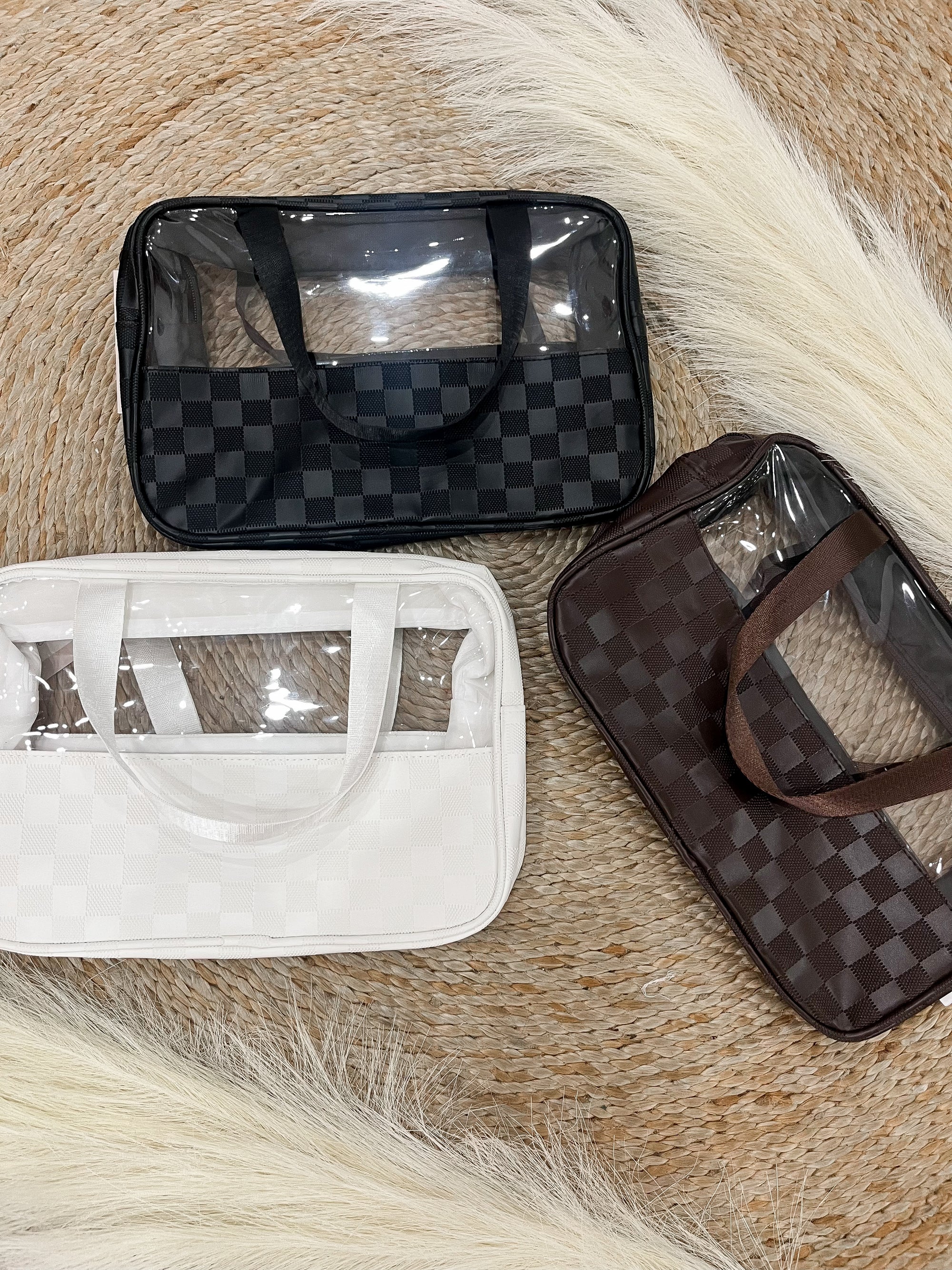 Packing Up Checkered Pattern Clear Travel Bag