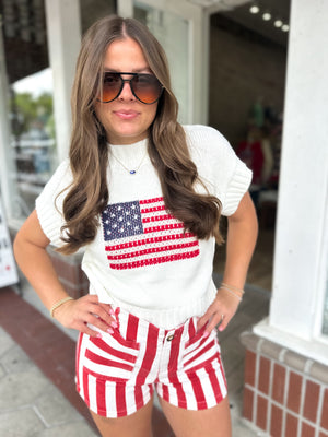 Touch of Freedom Red Striped Shorts