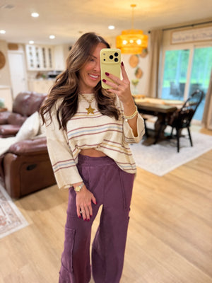 Brianna Striped Knit Drop Shoulder Top