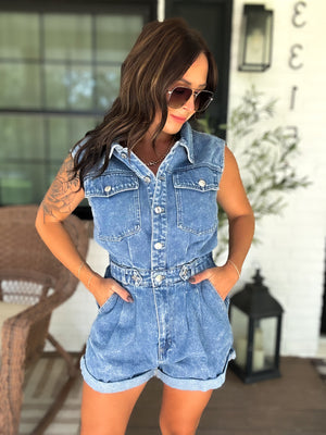 Danielle Washed Denim Romper