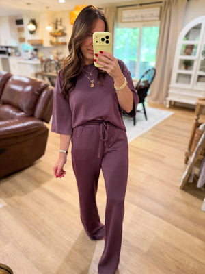 Callum Scuba Oversized Top - Plum