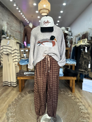 Piper Checkered Jogger Tie Hem Pants