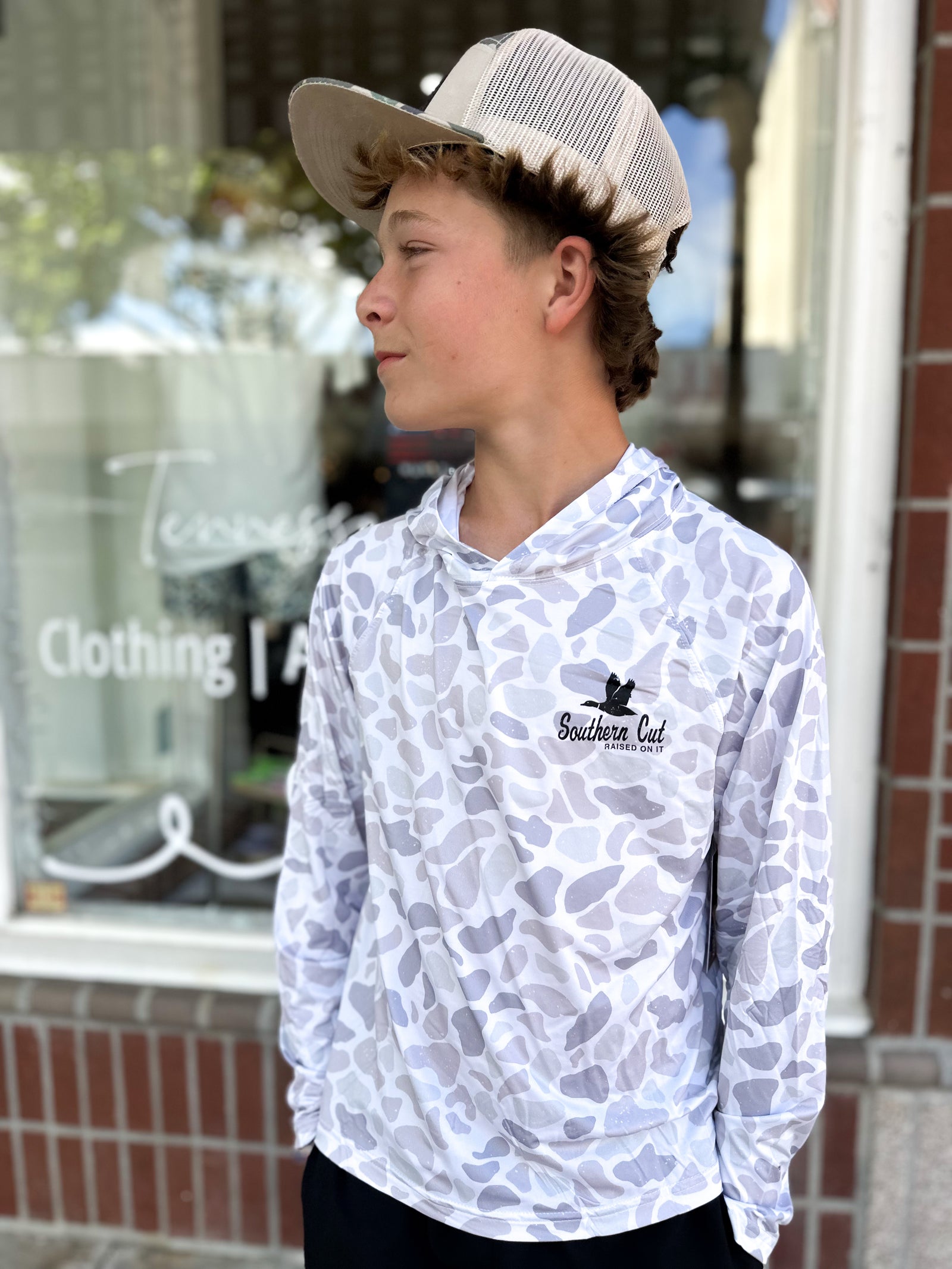 Youth Southern Cut Pro Hoodie - Storm Camo
