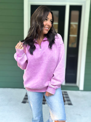 Hollis Acid Wash Fleece Half Zip Pullover