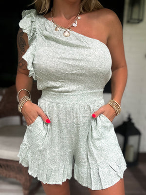 Making Plans One Shoulder Ruffle Romper