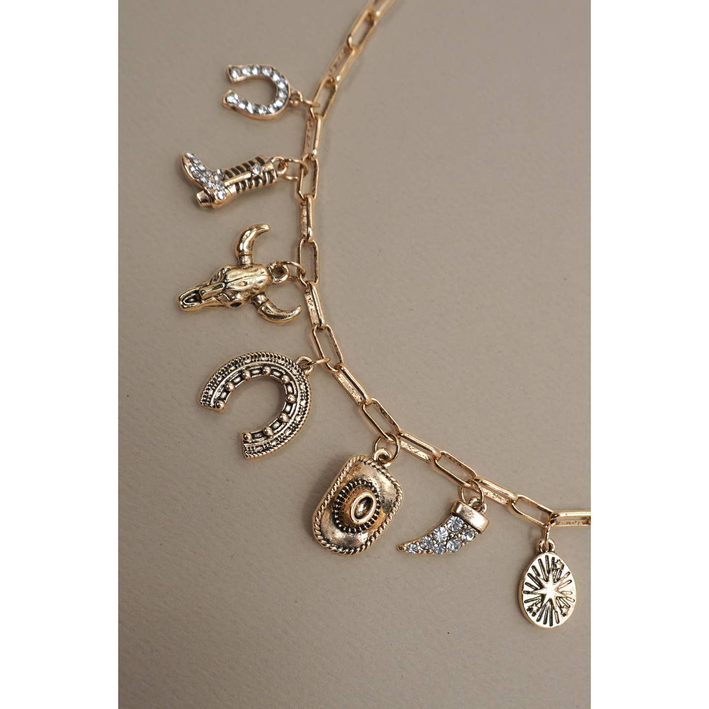 Western Baby Worn Gold Charm Necklace