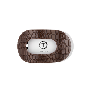 Brown Crocodile Medium Flat Round Hair Clip