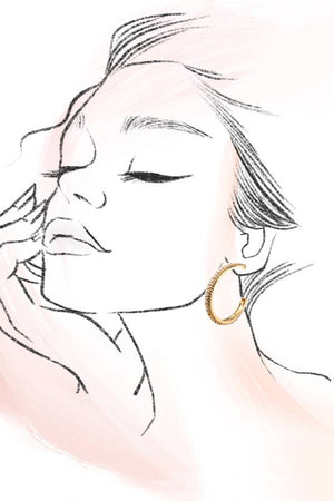 Pearl Pave Studded Hoop Earrings