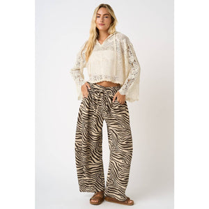 Zena Zebra Print Barrel Leg Bottoms