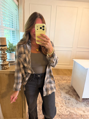 Bonfire Nights Plaid Longsleeve Button Up Top