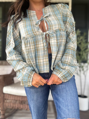 Phoebe Checkered Blouse - Denim