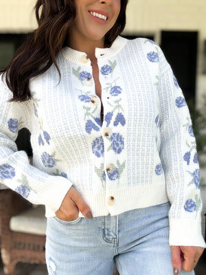 Yvonne Floral Button Down Sweater Cardigan