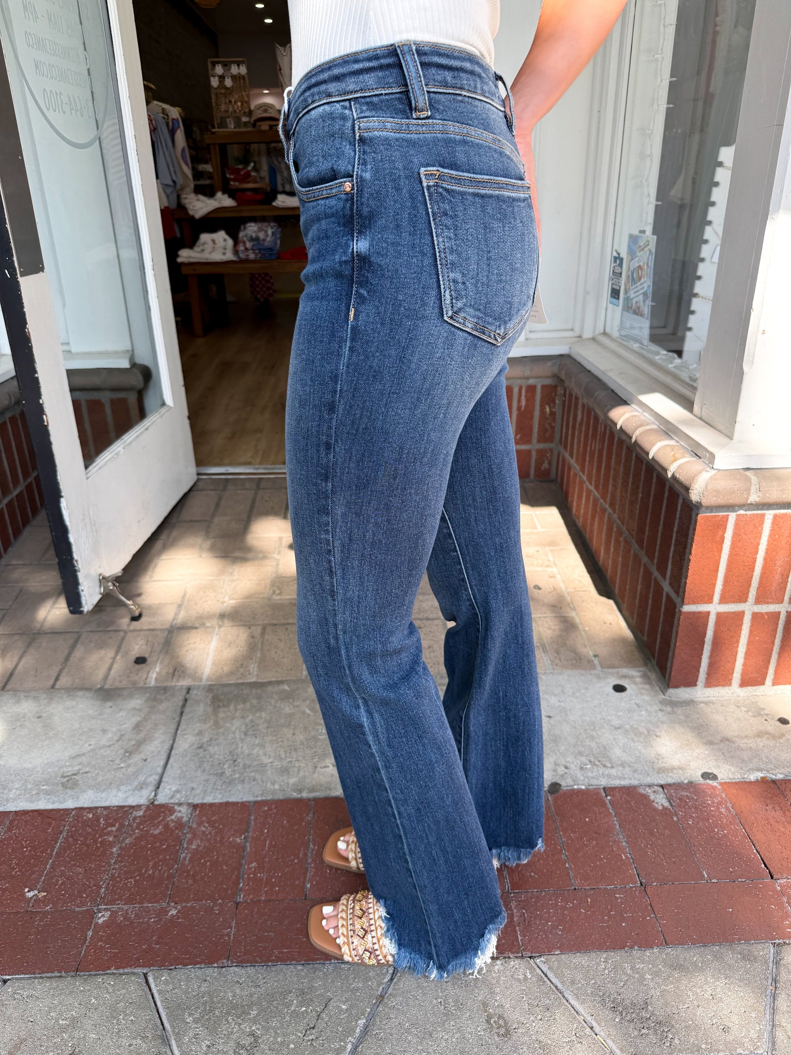 Beverly Mid Rise Frayed Flare Jeans