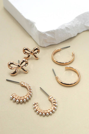 Bow Pearl Studded Trio