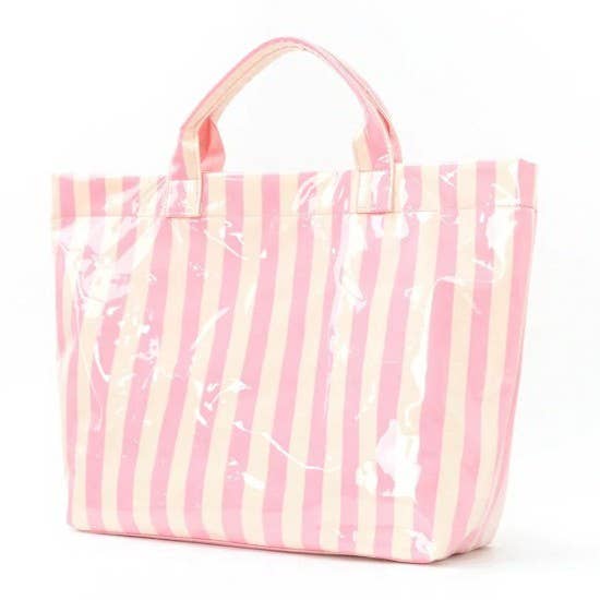 Take a Trip Striped Vinyl Tote Bag - 4 Colors