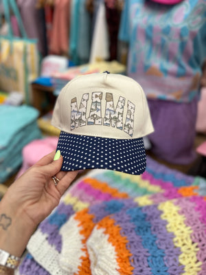Fishin’ Mama Blue Polka Dot Trucker Hat