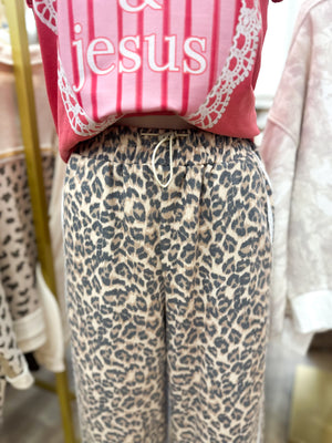 Alanna Linen Blend Leopard Laced Pants