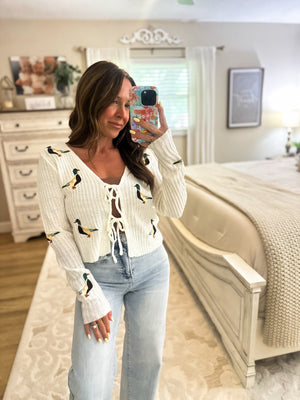 Emmylou Mallard Open Knit Cardigan