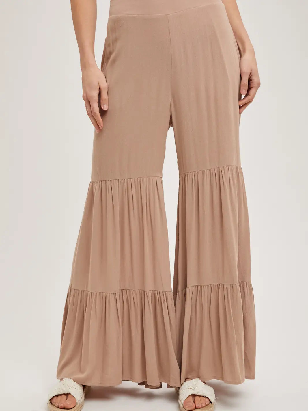 Dreaming Big Tiered Wide Leg Pants - Latte