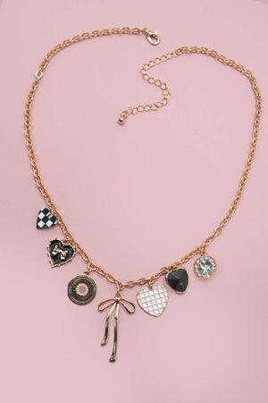 Heart of Checker Charm Necklace