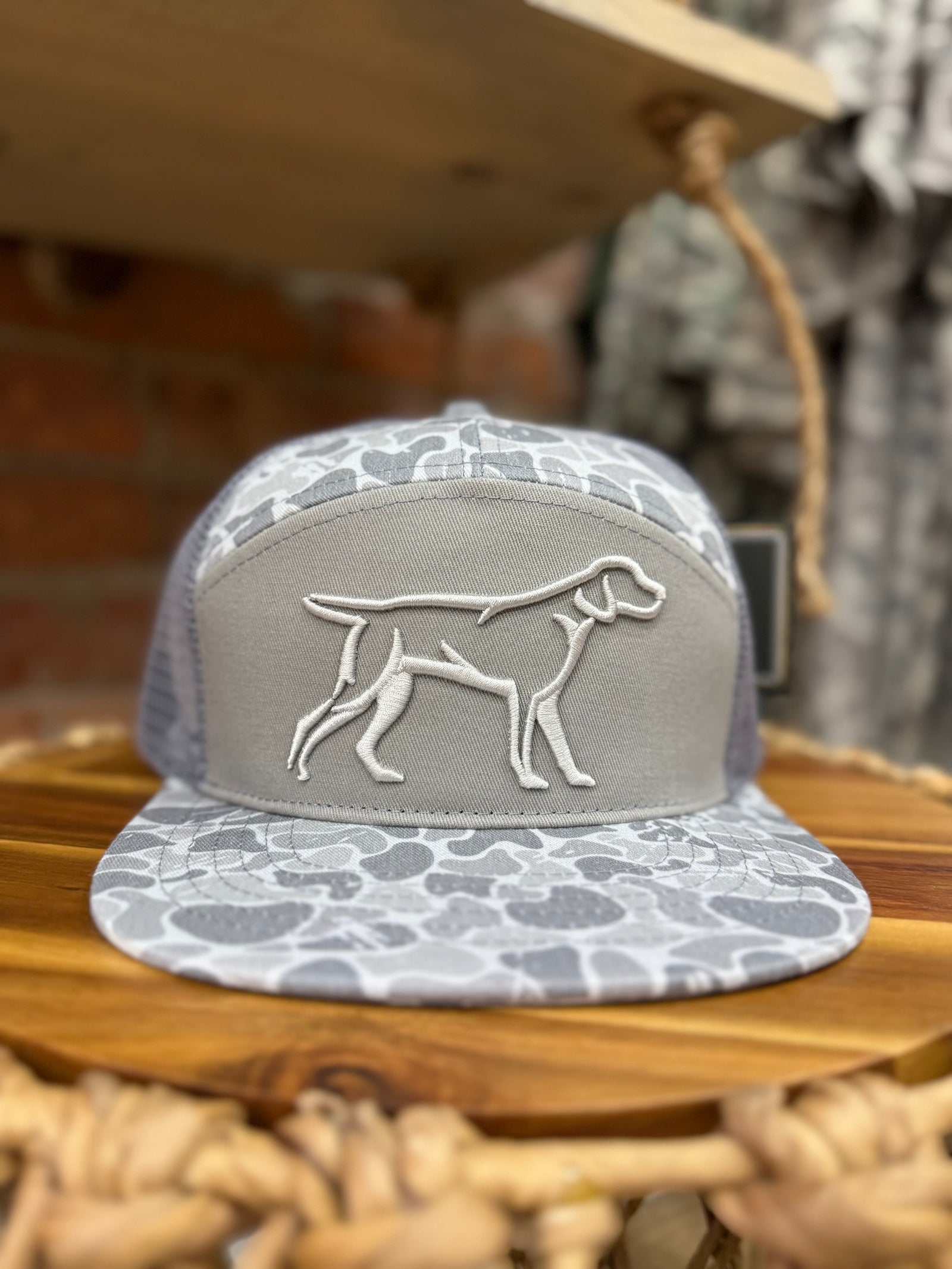 Grey Backwoods Camo 7 Panel 3D Puff