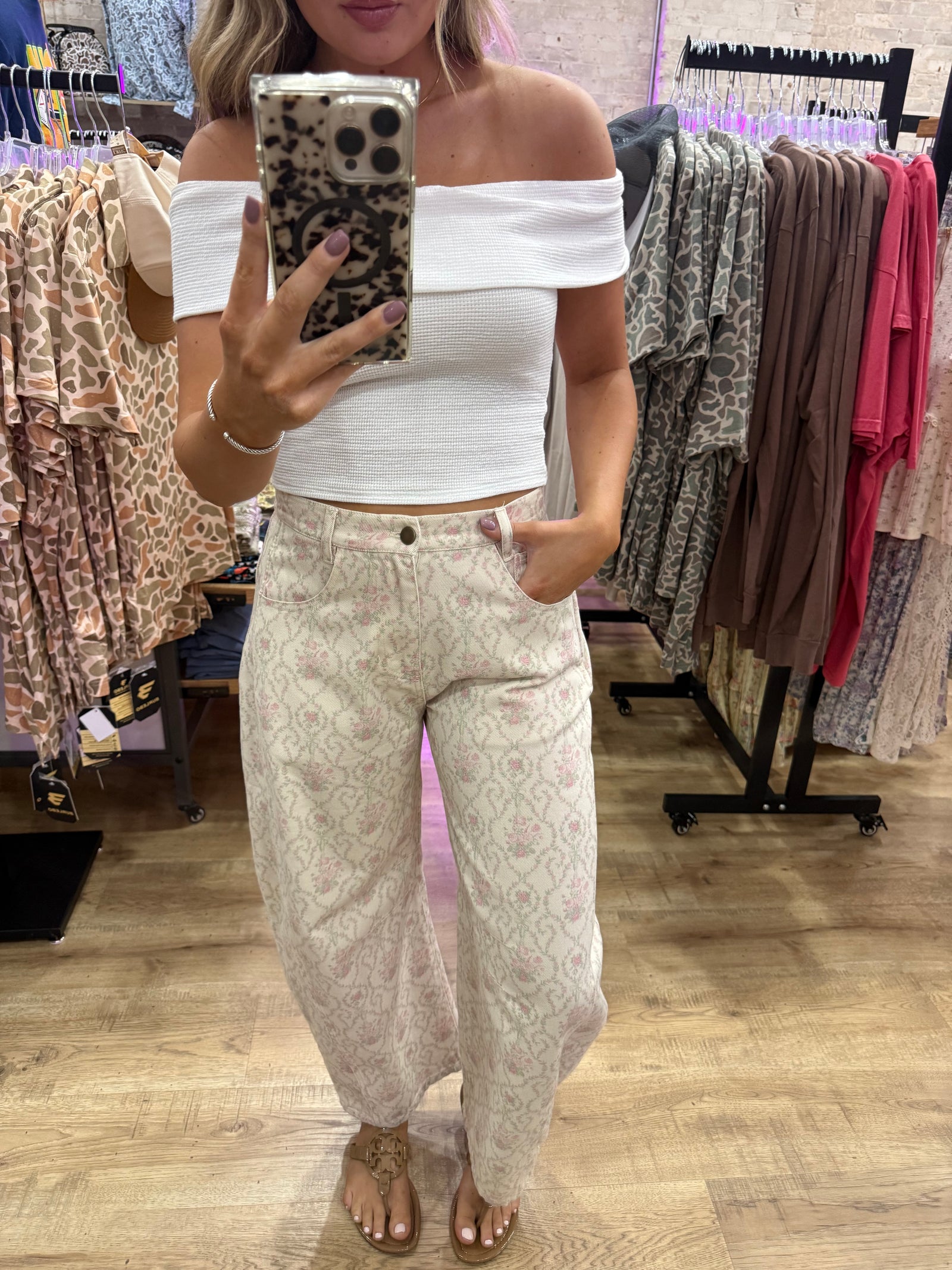 Brandi Floral Twill Barrel Jeans