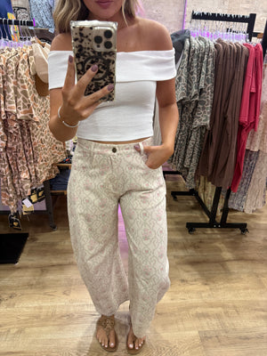 Brandi Floral Twill Barrel Jeans