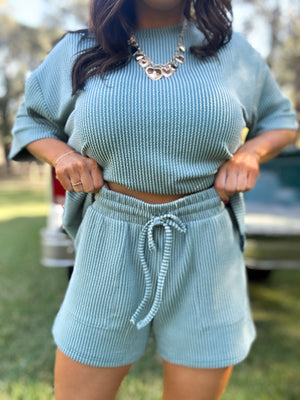 DOORBUSTER - Ali Ribbed Shorts - Jade