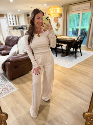 Skye Side Panel Knit Lounge Pants - Taupe
