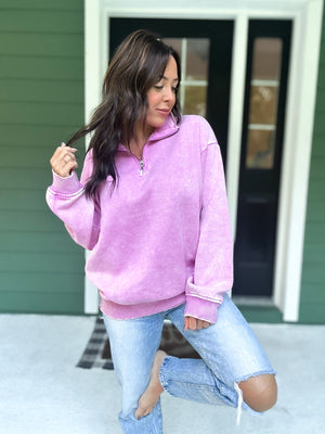 Hollis Acid Wash Fleece Half Zip Pullover