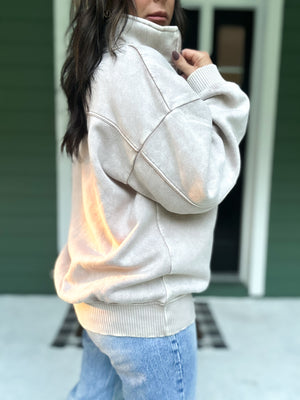 Hollis Acid Wash Fleece Half Zip Pullover