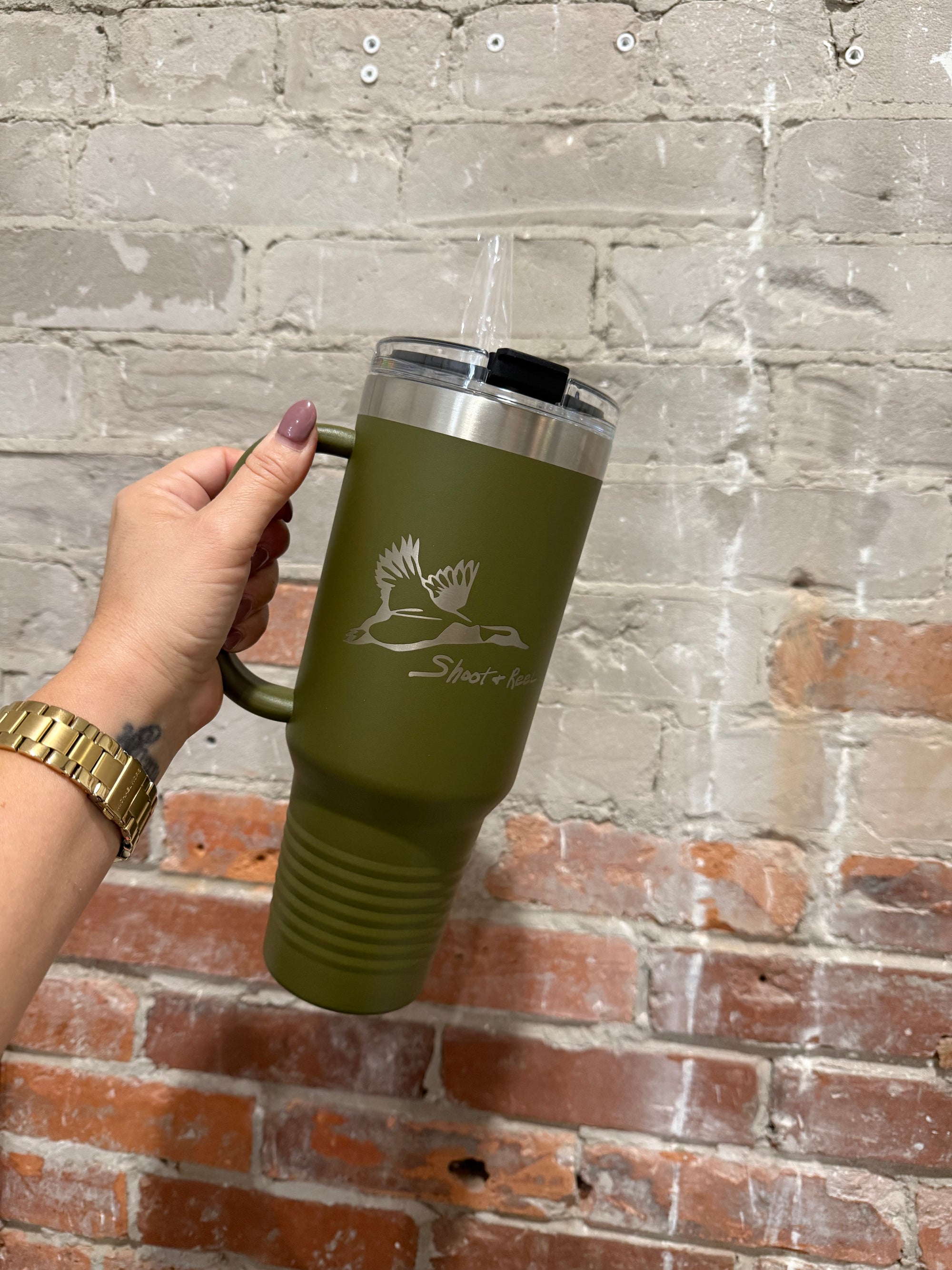 Shoot & Reel 40oz Tumbler- Mallard Outline