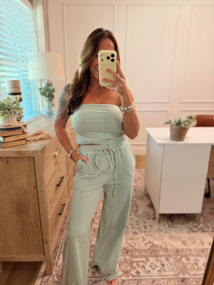 Georgina Striped Smocked Back Tube Top - Mint