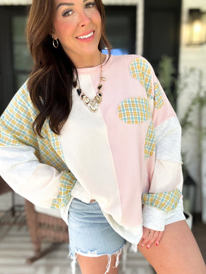 Drue Flower Patch Long Sleeve Sweater