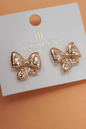 Bow Pearl Stud Earrings