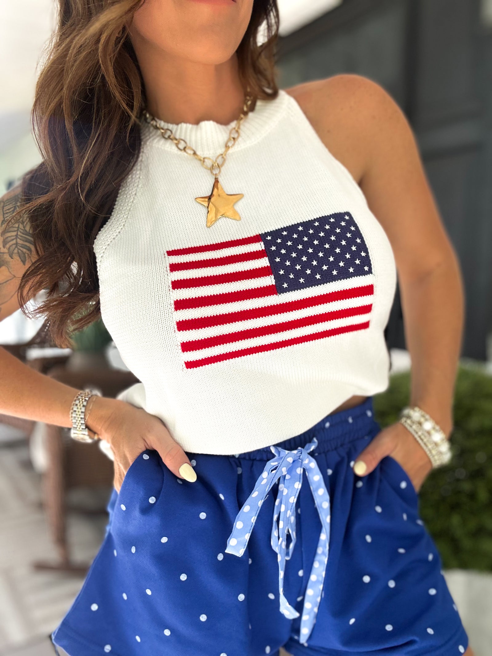 She's A Firecracker Halter Neck Sweater Top - Ivory