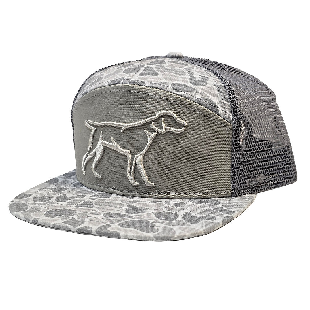 Grey Backwoods Camo 7 Panel 3D Puff
