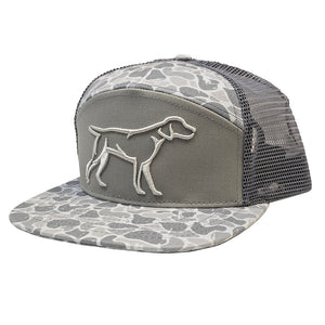 Grey Backwoods Camo 7 Panel 3D Puff