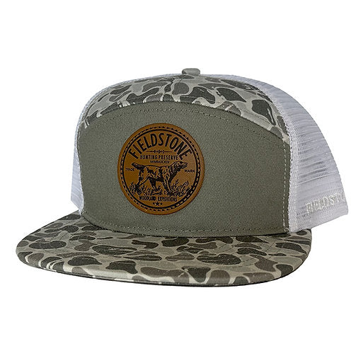 Fieldstone 7 Panel Marsh Camo Preserve Hat - White