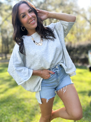 DOORBUSTER - Karli Side Slit Top - Gray