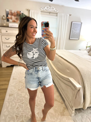 Suntan in The Sand Striped Top - Black