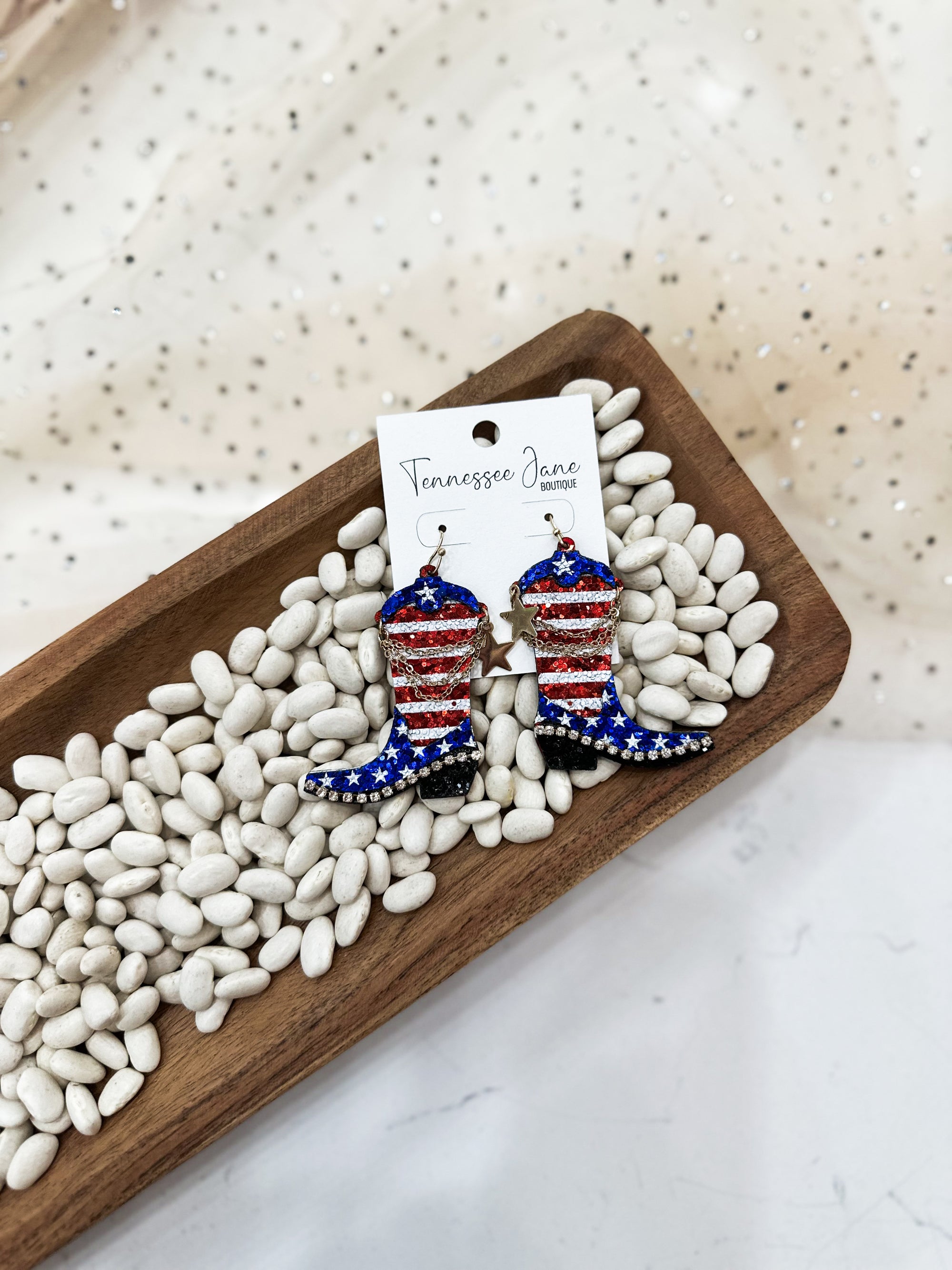It's Independence Day Cowboy Boot Earrings