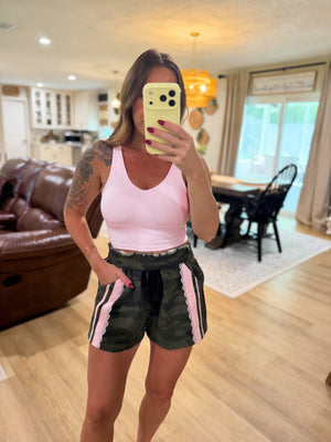 Ainsley Camo Lace Detail Lounge Shorts