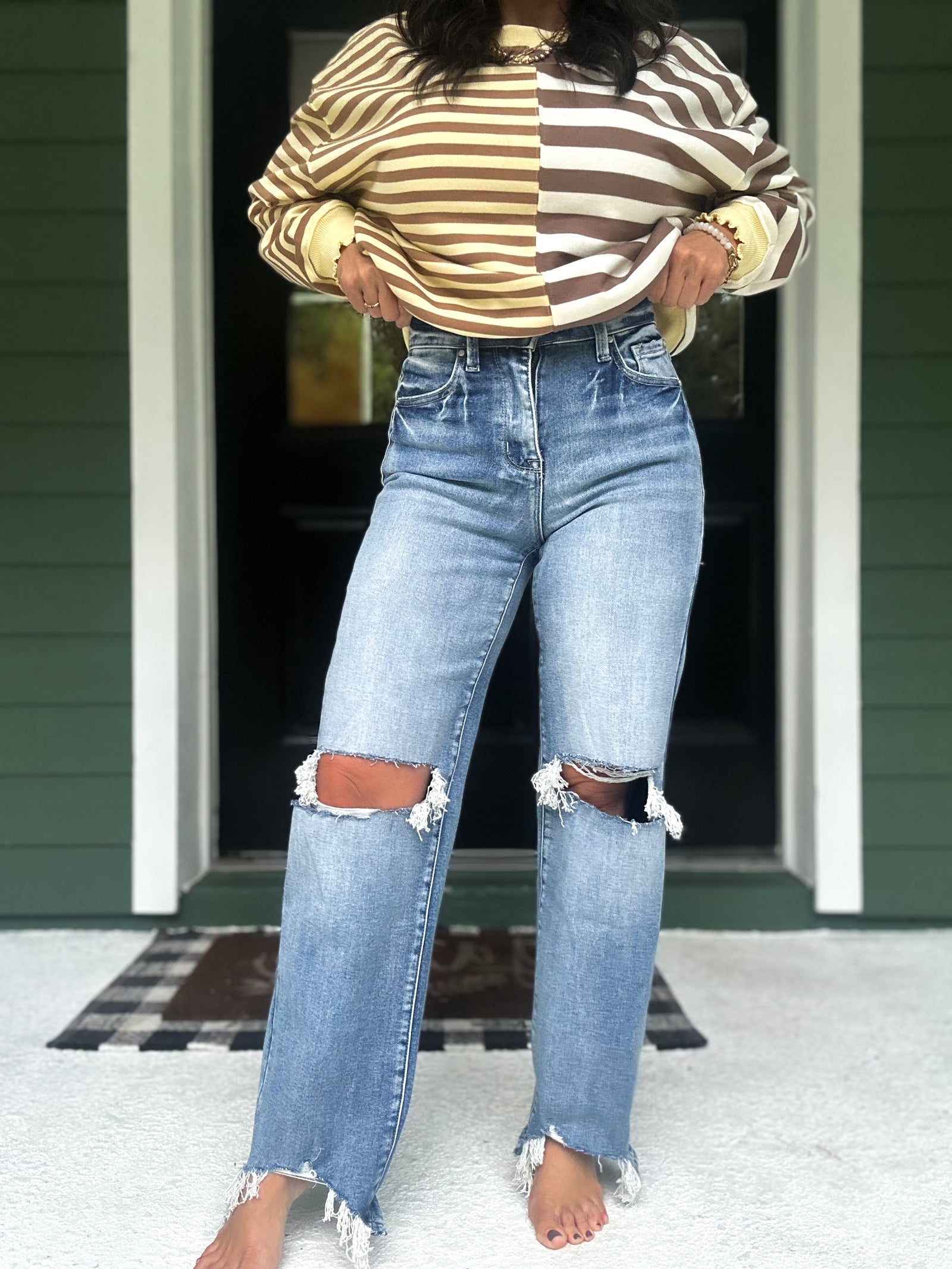 Madison High Rise Stretch Slim Wide Leg