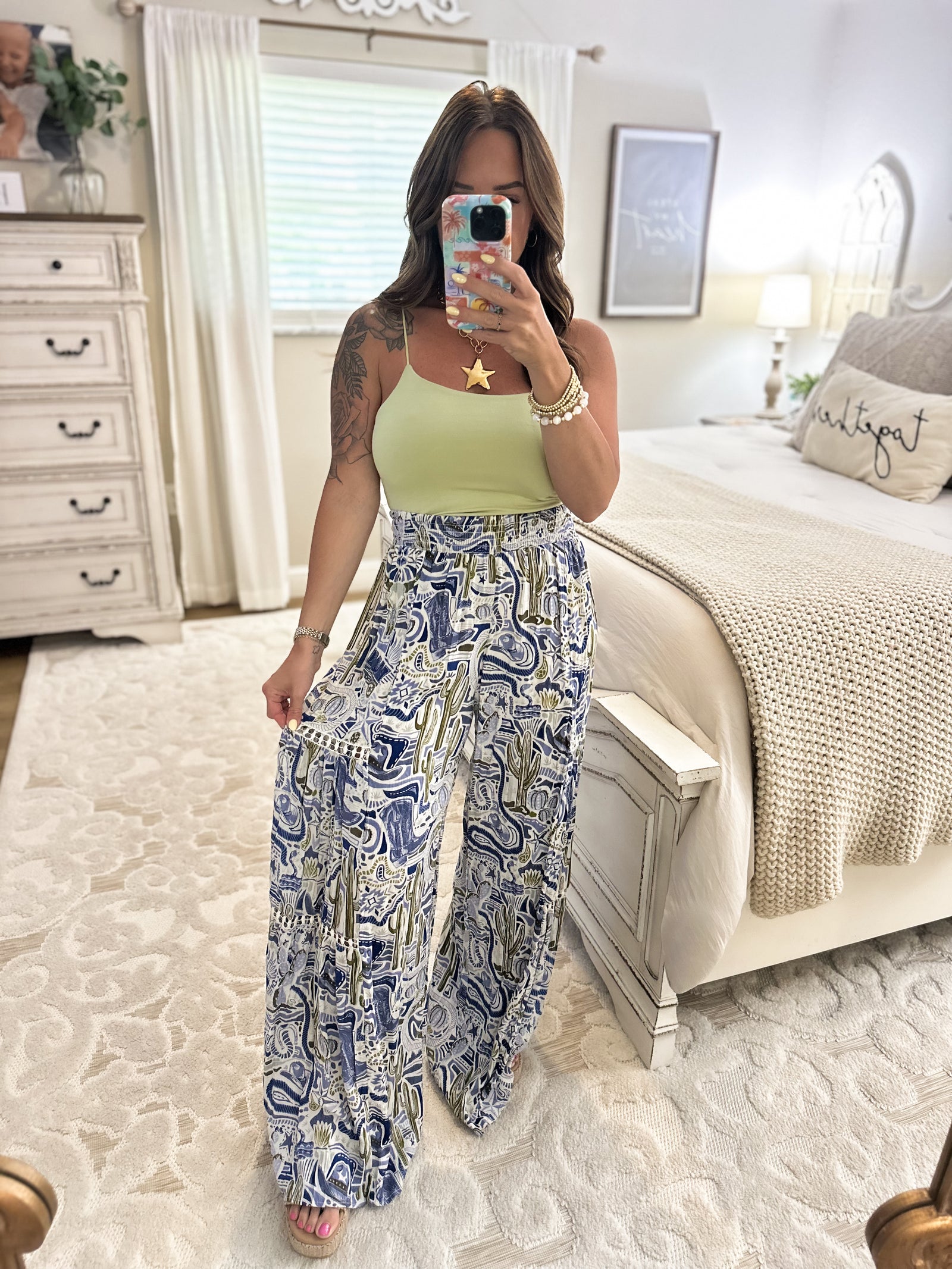 She's Country Wide Leg Pants - Western Print