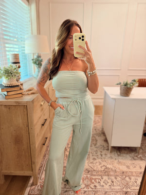 Georgina Striped Smocked Back Tube Top - Mint