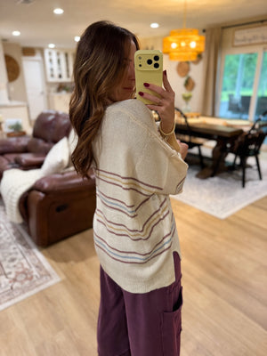 Brianna Striped Knit Drop Shoulder Top