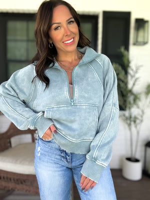 Remi Acid Washed Half Zip Fleece - TEN COLORS