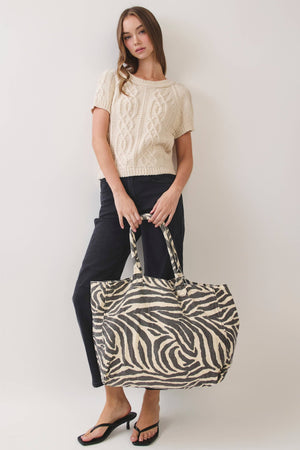 Zebra Print Canvas Tote Bag